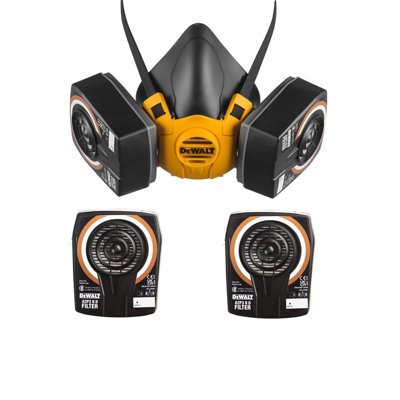 Dewalt A2P3 Medium Half Mask Respirator Face Mask + Extra A2P3 Filters ...
