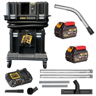 Dewalt Cordless XR FLexvolt M Class Wet Dry Vacuum X2 6AH Trolly TSTAK Kit DIY at B Q