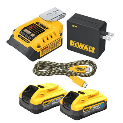 DEWALT, Pack 2 batteries POWERSTACK 18V 5Ah + chargeur