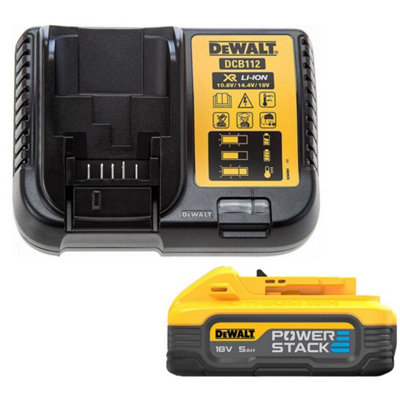 DeWalt DCBP518-XJ 18v 5.0ah Compact Powerstack Battery Pack + DCB112 ...