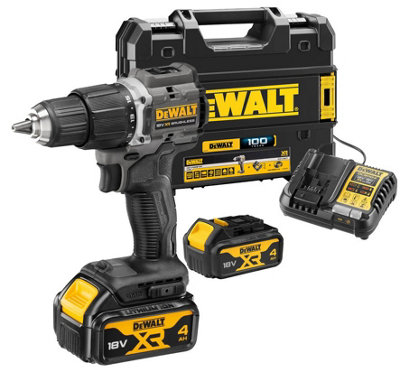 Dewalt DCD100M2T Black 18v XR Brushless Compact Combi Hammer Drill 4AH 100 Year