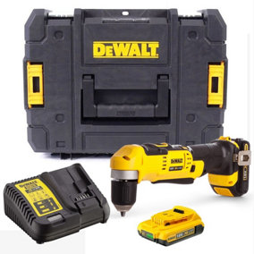 Dewalt DCD740D2 18v XR 2 Speed Right Angle Drill Lithium -2 Battery Charger Case