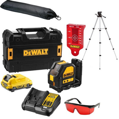 Dewalt DCE088D1R 12v Cross Line Laser Level 1x 2ah Tstak Case +  Tele Tripod