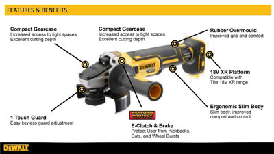 DeWALT DCG405N Accu haakse slijper 125mm 18V XR Basic Body