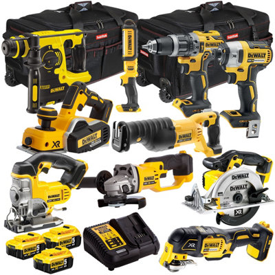 DeWalt DCK10BTSKIT1 18V 10 Piece Power Tool Kit with 3 x 5.0Ah Battery & Charger