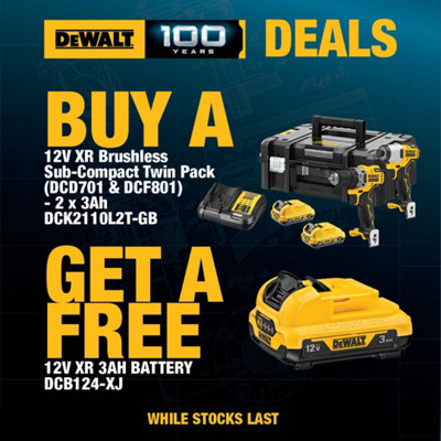 Dewalt DCK2110L2 XR 12v Brushless Sub Compact Twin Pack - 3 x 3.0Ah Li ...