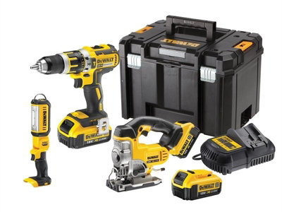 Dewalt DCK364M3T XR 18V Combi Drill Jigsaw LED Torch 3 x 4.0ah