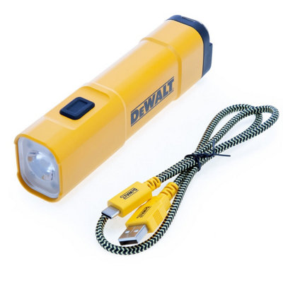 Dewalt DCL183 Rechargeable USB-C LED Flashlight Torch 3 Mode Impact Proof 200lm