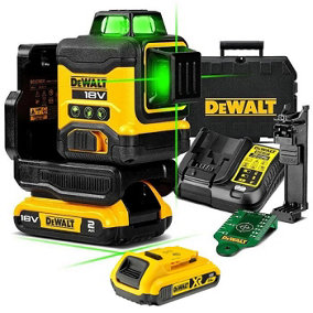 DeWalt DCLE34031D2 18V XR Compact Green Laser 3 x 360 Degree - 2 x 2.0Ah Battery