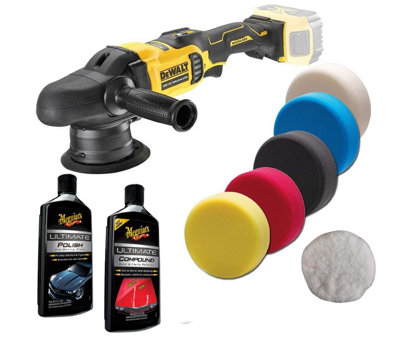 Dewalt DCM848N 18v Brushless Dual Action Polisher 125mm Pads + Meguiars Car Care
