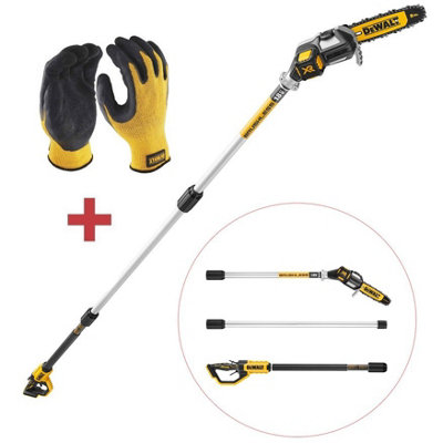 Dewalt DCMPS567N 18v XR Brushless Pole Saw Chainsaw Pruner Split Shaft + Gloves