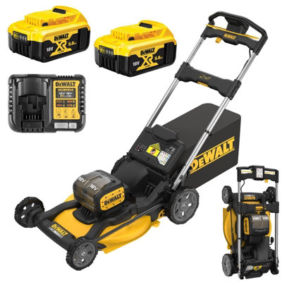 Dewalt DCMWP134P2 XR 48cm Push Lawn Mower 2 x 18V Next Generation Twin Blade 5ah