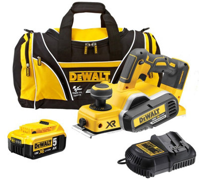 Dewalt DCP580 P1 18v XR Cordless Brushless Planer + 1 x 5.0ah Batt, Charger + Bag