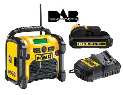 Dewalt DCR020 240v XR Compact DAB Digital Radio + 10.8v Battery + Charger