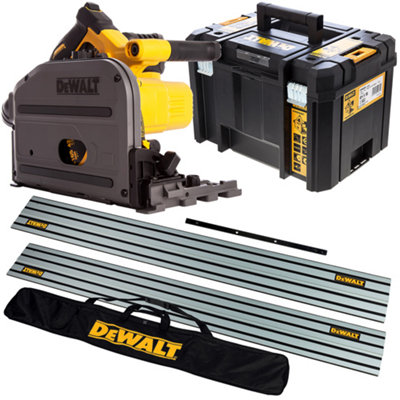 DeWalt DCS520NT 54V XR Flexvolt Brushless 165mm Plunge Saw with 2 x 1.5m Guide Rail & Case + Rail Bag