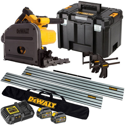 Dewalt DCS520T2 54V Flexvolt Brushless 165mm Plunge Saw 2 x 6.0Ah Battery Charger Case with Accessories