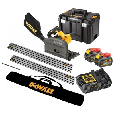Dewalt DCS520T2 54v XR FLEXVOLT Cordless Plunge Saw 2x6.0ah + 2 Guide