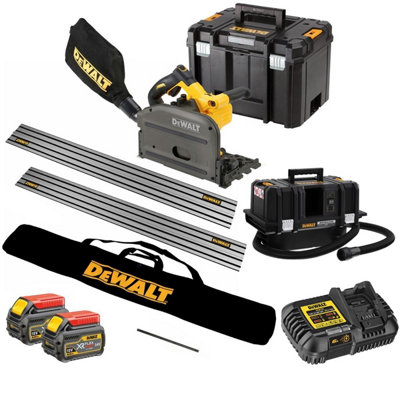 Dewalt DCS520T2 54v XR FLEXVOLT Plunge Saw 2x6.0ah + 2 Guide Rails DCV586M Vac