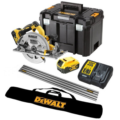 Dewalt DCS572P2 18v XR Brushless 184mm Circular Saw 2 x5.0ah + Guide Rail + Bag