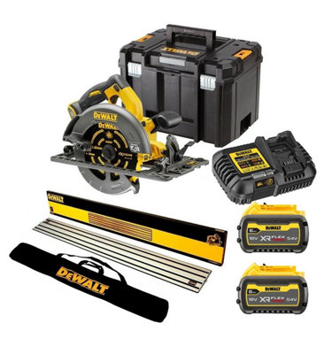 DeWalt DCS579T2 54v XR Flexvolt Circular Saw 190mm + 1.5M Guide Rail + 2 x 6.0ah