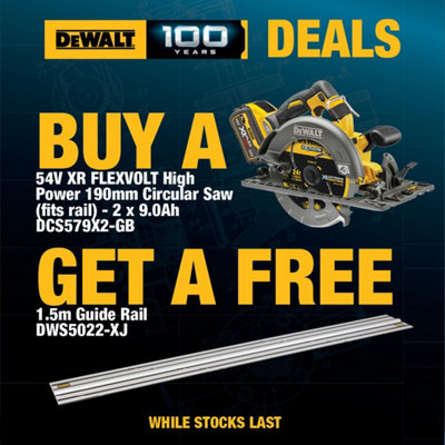 DeWalt DCS579X2 54v XR Flexvolt Circular Saw 190mm + 1.5M Guide Rail ...