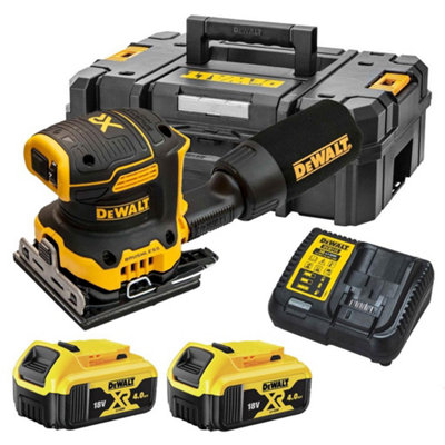 Dewalt DCW200M2 Cordless Brushless 18v XR 1/4 Sheet Palm Sander Hook Loop 2x4ah DIY at B&Q