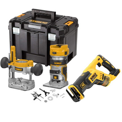 Dewalt DCW604N 18v XR Brushless Router Trimmer + Plunge Base + DCS367N ...