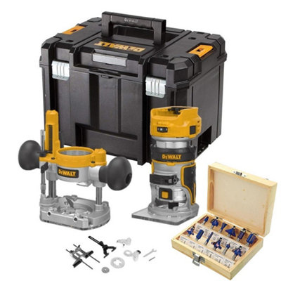 Dewalt DCW604NT 18v XR Brushless Laminate Trimmer 1/4" Router + Plunge Base +Set