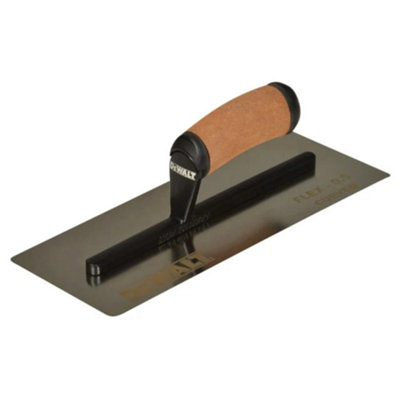 DEWALT Drywall 0.5mm FLEX Stainless Steel Curved Trowel, Leather Handle 12in