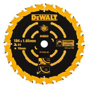 Dewalt DT10302 Corded Circular Saw Blade 184 x 16 x 24T Extreme Framing DWE560