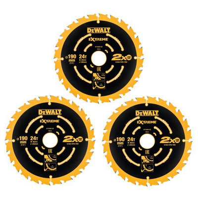 Dewalt DT10399 3 Pack Corded Circular Saw Blades 190 x 30mm x 24 Tooth