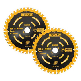 Dewalt DT10640 2 x Circular Saw Blade 165 x 20 x 40T Extreme Framing DCS391