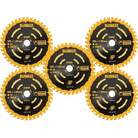 Dewalt DT10640 5 x Circular Saw Blade 165 x 20 x 40T Extreme Framing DCS391