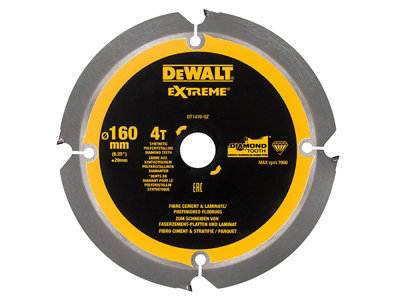 DEWALT DT1470-QZ Extreme PCD Fibre Cement Saw Blade 160 x 20mm x 4T DEWDT1470QZ