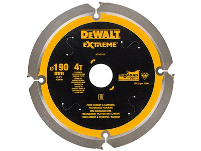 DEWALT DT1472-QZ Extreme PCD Fibre Cement Saw Blade 190 x 30mm x 4T DEWDT1472QZ