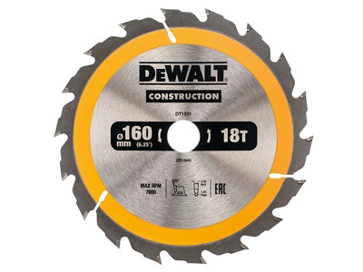 Dewalt DT1931-QZ Portable Construction Circular Saw Blade 160 x 20mm x 18T