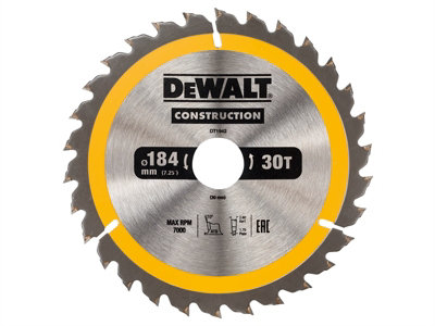 DeWALT DT1942 Portable Construction Circular Saw Blade 184 x 30mm x 30T