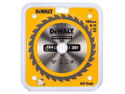 DeWALT DT1942 Portable Construction Circular Saw Blade 184 x 30mm x 30T