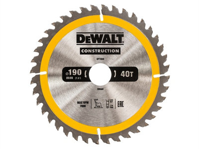 DeWALT DT1945 Construction Cordless Circular Saw Blade 190 x 30mm x 40T