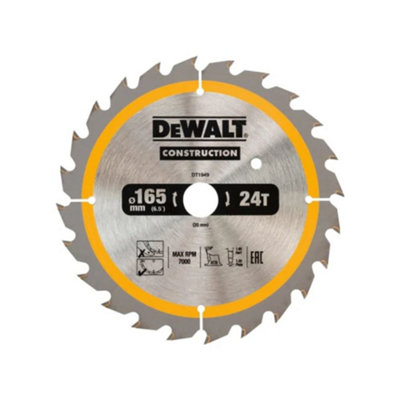 DeWALT DT1949 Cordless Construction Cordless Circular Saw Blade 165 x 20mm x 24T