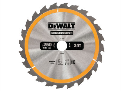 DeWALT DT1956 Stationary Construction Circular Saw Blade 250 x 30mm x 24T