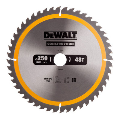 DeWALT DT1957 Construction Circular Saw Blade 250 x 30mm x 48T DW935 DW936
