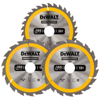 Dewalt DT1965 Triple Pack Cordless Circular Saw Blades 165mm x 18 30