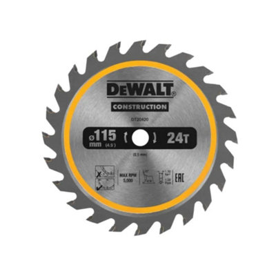 Dewalt DT20420 Circular Saw Blade 115 x 9.5mm x 24 Tooth TCT Fits DCS571 Trimsaw