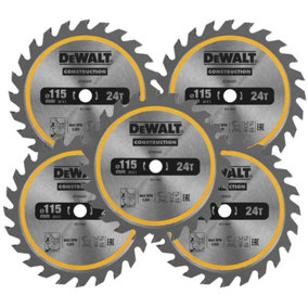 Dewalt DT20420 Circular Saw Blade 115 x 9.5mm x 24 Tooth TCT Fits DCS571 X 5