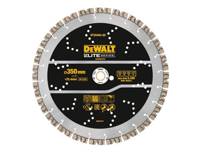 Dewalt DT20464-QZ ELITE SERIES All Purpose Diamond Segmented Wheel 350 x 25.4mm