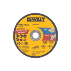 DEWALT DT20592-QZ Bonded Abrasive Cutting Disc 76 x 1.6 x 9.5mm 3 Pack