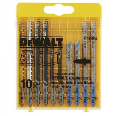 Dewalt DT2294 10 Piece Wood Metal Cutting Jigsaw Blades Set HCS + Case ...