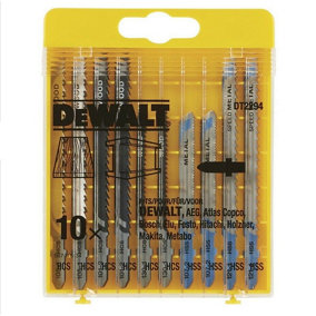 Dewalt DT2294 10 Piece Wood Metal Cutting Jigsaw Blades Set HCS + Case DT2294-QZ
