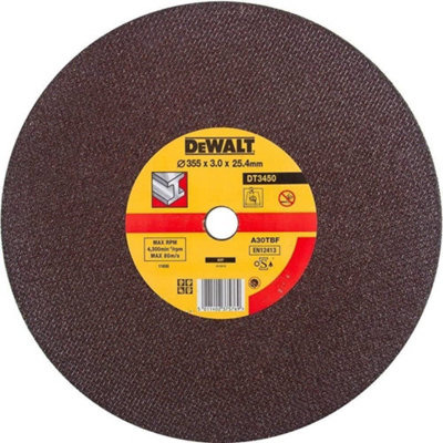 Dewalt DT3450 Abrasive Chop Saw Wheel Metal Cut 355mm x 3 x 25.4mm For